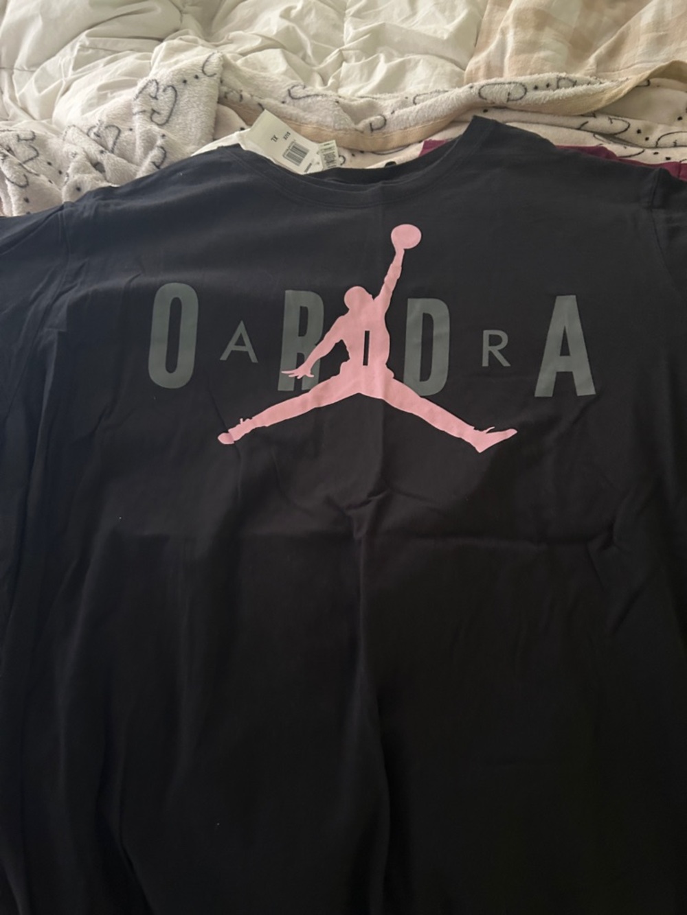 Jordan Men’s Black T-Shirt with Pink Jumpman Logo